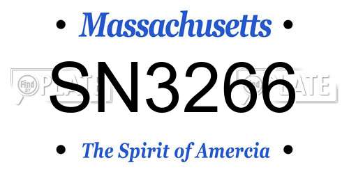 SN3266 Massachusetts License Plate