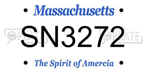 SN3272 Massachusetts License Plate