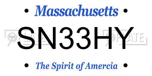 SN33HY Massachusetts License Plate