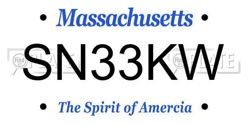 SN33KW Massachusetts License Plate