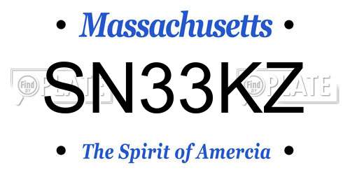 SN33KZ Massachusetts License Plate