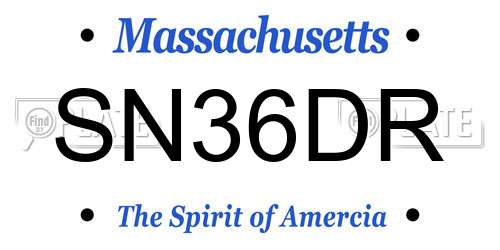 SN36DR Massachusetts License Plate