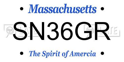 SN36GR Massachusetts License Plate