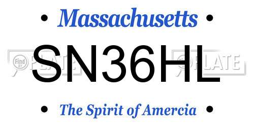 SN36HL Massachusetts License Plate
