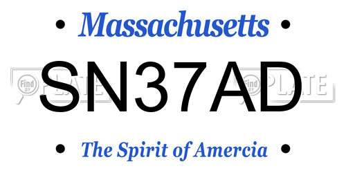 SN37AD Massachusetts License Plate