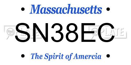 SN38EC Massachusetts License Plate
