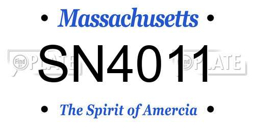 SN4011 Massachusetts License Plate