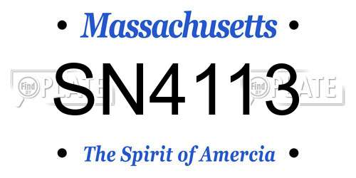 SN4113 Massachusetts License Plate