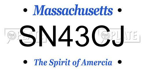 SN43CJ Massachusetts License Plate