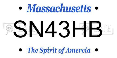 SN43HB Massachusetts License Plate