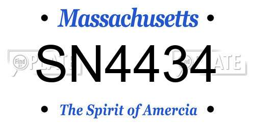 SN4434 Massachusetts License Plate