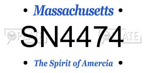 SN4474 Massachusetts License Plate
