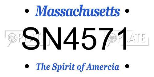 SN4571 Massachusetts License Plate