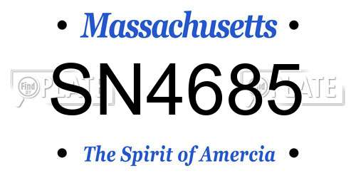 SN4685 Massachusetts License Plate