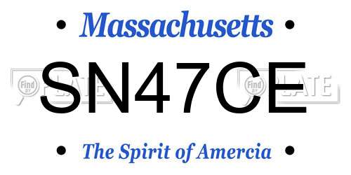 SN47CE Massachusetts License Plate