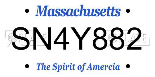 SN4Y882 Massachusetts License Plate