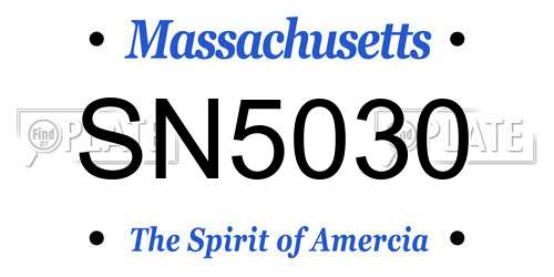 SN5030 Massachusetts License Plate