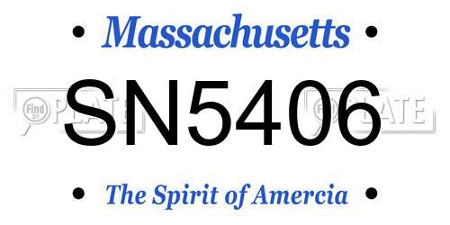 SN5406 Massachusetts License Plate