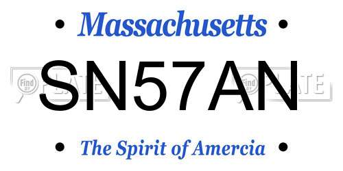 SN57AN Massachusetts License Plate