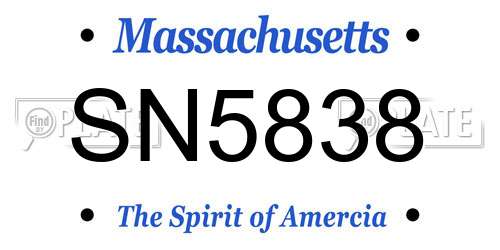 SN5838 Massachusetts License Plate