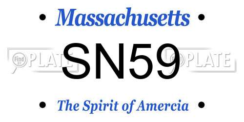 SN59 Massachusetts License Plate