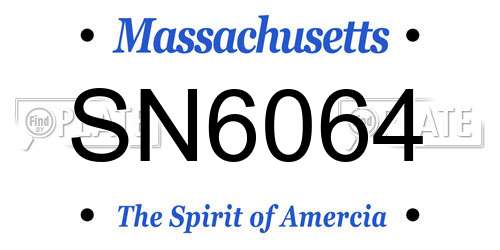 SN6064 Massachusetts License Plate