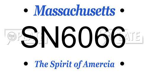 SN6066 Massachusetts License Plate