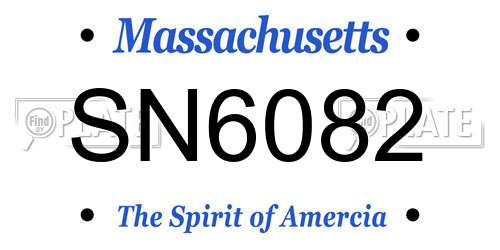 SN6082 Massachusetts License Plate