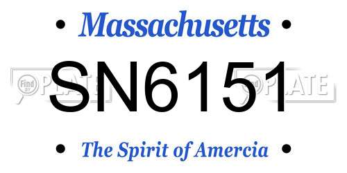 SN6151 Massachusetts License Plate