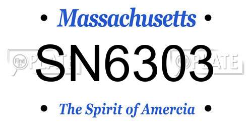 SN6303 Massachusetts License Plate