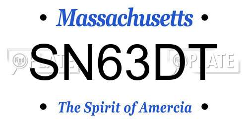 SN63DT Massachusetts License Plate