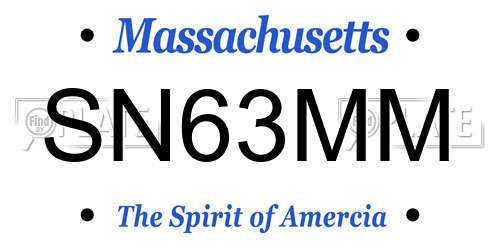 SN63MM Massachusetts License Plate