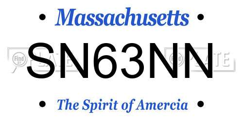 SN63NN Massachusetts License Plate
