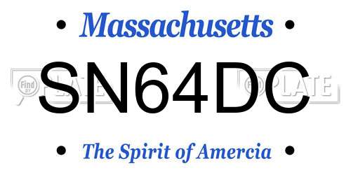 SN64DC Massachusetts License Plate