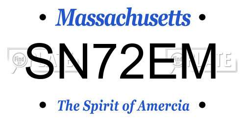 SN72EM Massachusetts License Plate