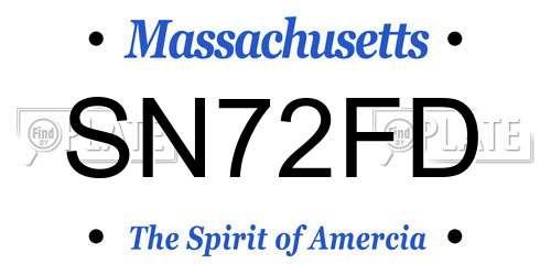 SN72FD Massachusetts License Plate
