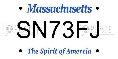 SN73FJ Massachusetts License Plate