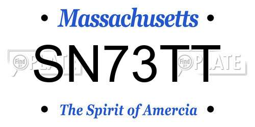 SN73TT Massachusetts License Plate