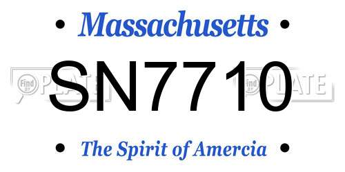 SN7710 Massachusetts License Plate