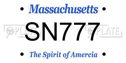 SN777 Massachusetts License Plate