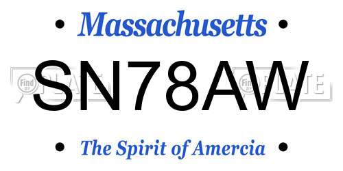 SN78AW Massachusetts License Plate
