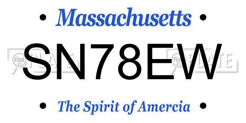 SN78EW Massachusetts License Plate