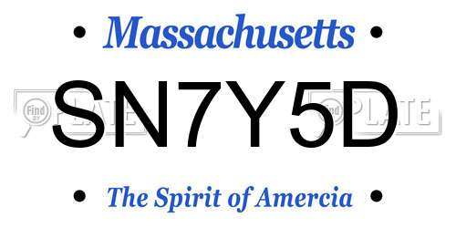 SN7Y5D Massachusetts License Plate