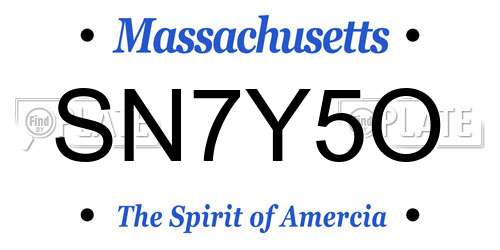 SN7Y5O Massachusetts License Plate