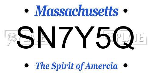 SN7Y5Q Massachusetts License Plate