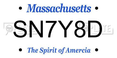 SN7Y8D Massachusetts License Plate