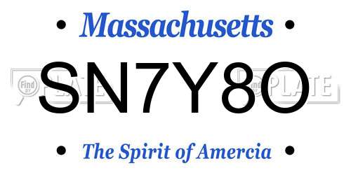 SN7Y8O Massachusetts License Plate