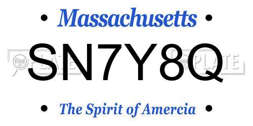 SN7Y8Q Massachusetts License Plate