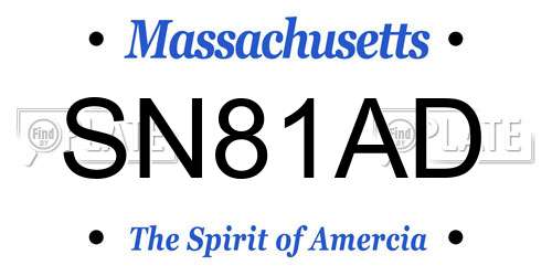 SN81AD Massachusetts License Plate