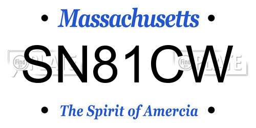 SN81CW Massachusetts License Plate